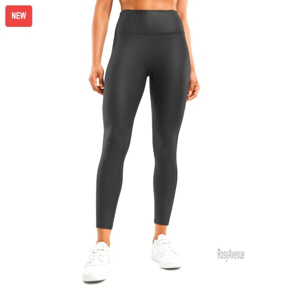 Pants - Faux Leather Leggings High Waist 25" Inseam Stretch Tights Women's